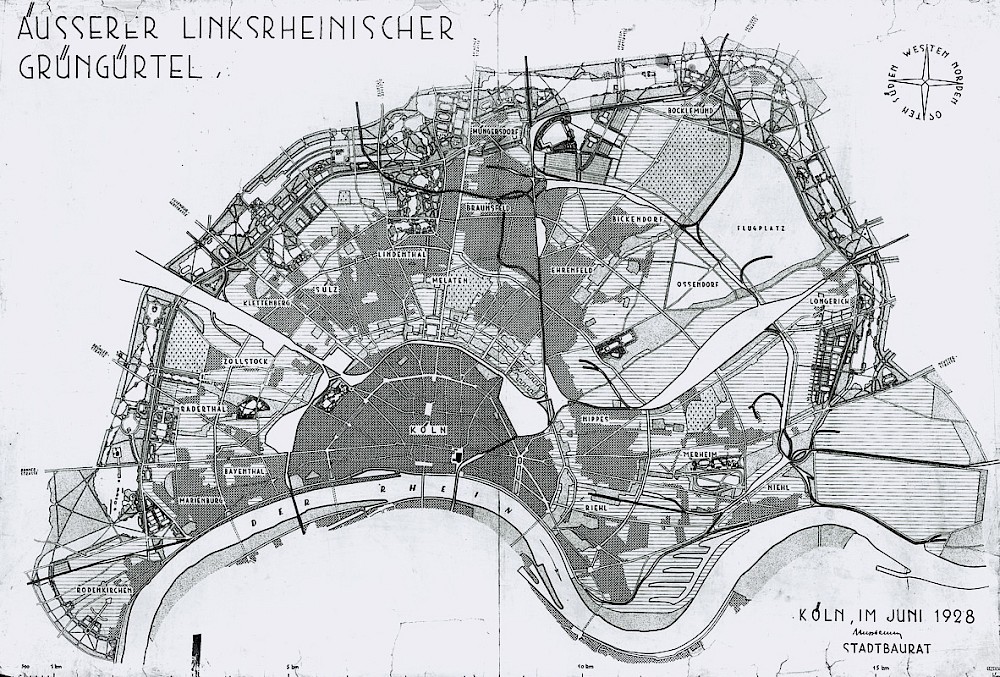 Plan „Äußerer linksrheinischer Grüngürtel“ von Theodor Nußbaum, 1928 (Foto: Rheinisches Bildarchiv)